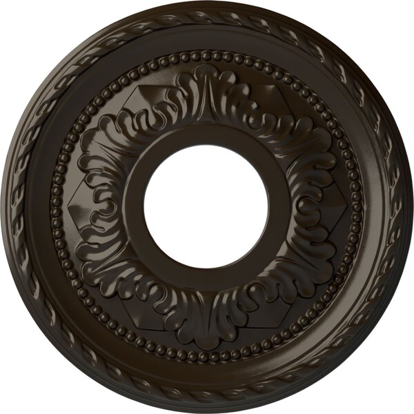 Ekena Millwork Palmetto Ceiling Medallion (Fits Canopies up to 4 7/8"), 12 1/8"OD x 3 1/2"ID x 1"P, Stone Hearth CM12PMSHF - main